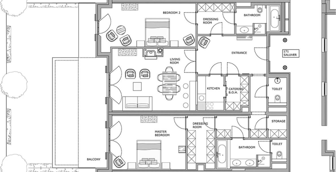 Appartement de luxe de deux chambres à louer dans la résiden